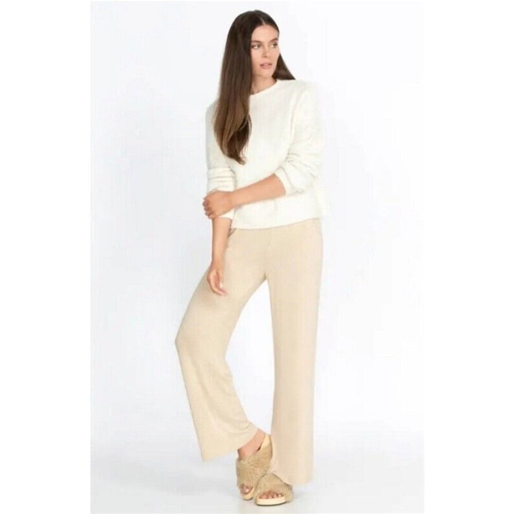 NWT Calme  XL Wide Leg Relax Pants Cream Yellow 110374